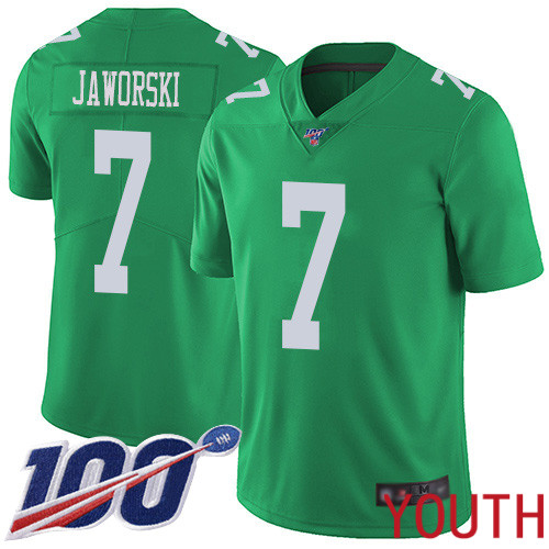 Youth Philadelphia Eagles #7 Ron Jaworski Limited Green Rush Vapor Untouchable NFL Jersey 100th Season Football